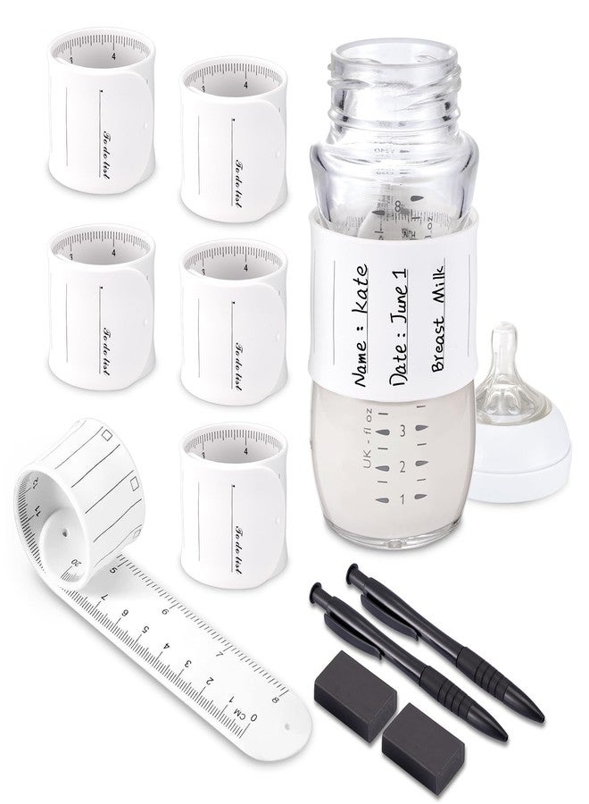 Elfzone Reusable Bottle Labels - 6PCS Bottle Labels，Reusable & Silicone，Anti-Loss Reminder Wristband & Identifier BandBaby-Bottles-Label for Daycares Writable - Image 1